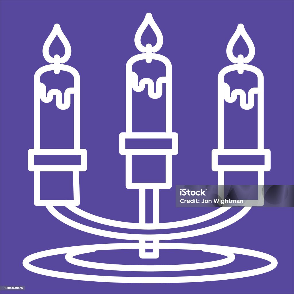 Halloween Line Icon - Candelabra Candlestick Holder stock vector