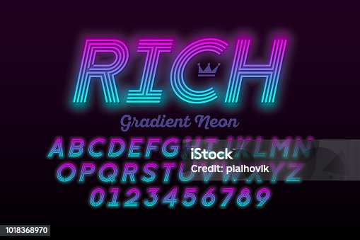 istock Modern Neon style font 1018368970