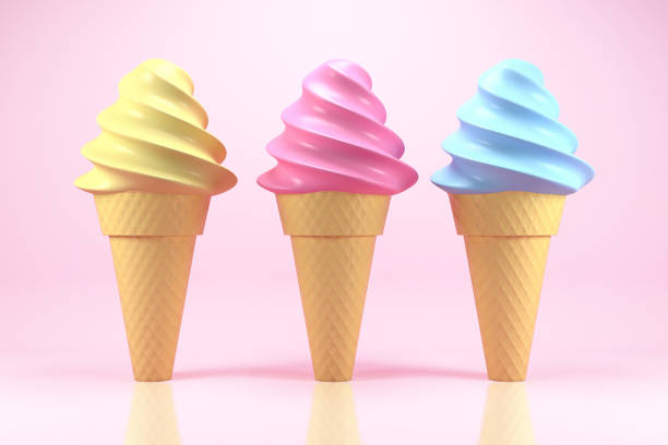 istock 3d Ice Colored Cream On Pink 1018369758