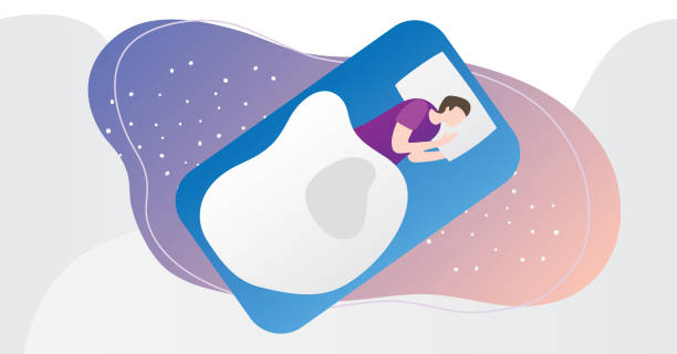 концепция расстройства смачивания кровати, проблема ночного энурезного контроля мочи, современная векторная иллюстрация с человеком, спя� - enuresis stock illustrations