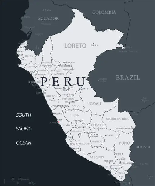 Vector illustration of 19 - Peru - Black Gray 10