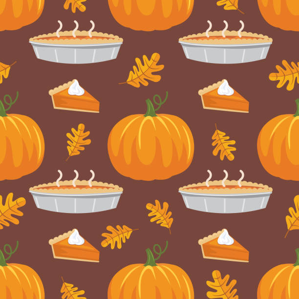 illustrazioni stock, clip art, cartoni animati e icone di tendenza di design piatto modello autunnale senza cuciture - pumpkin autumn pattern repetition
