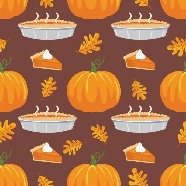 ilustrações de stock, clip art, desenhos animados e ícones de flat design autumn seamless pattern - pumpkin autumn pattern repetition