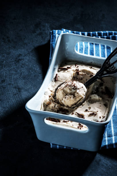 istock Creamy ice cream with chocolate chips in a scoop for ice cream. 1018383534