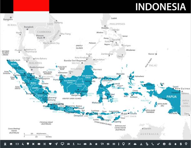 10 - indonesia - murena 10 - peta indonesia ilustrasi stok