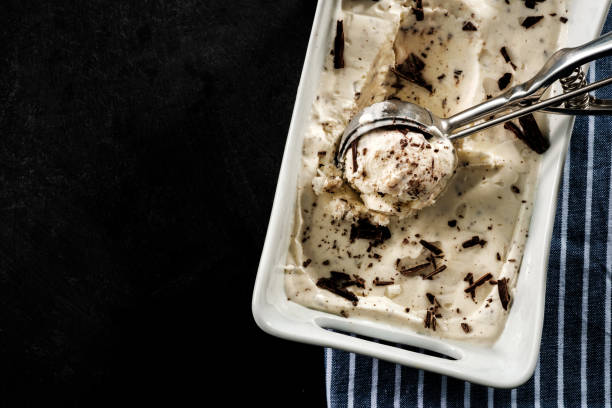 istock Creamy ice cream with chocolate chips in a scoop for ice cream. 1018383580