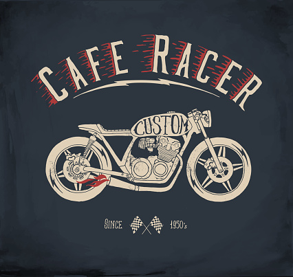 Cafe Racer Motorcycle. Vintage hand drawn styled vector illustration.