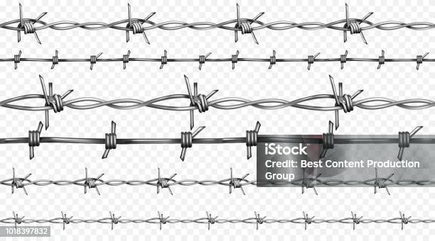 Barbed Wire Realistic Seamless Vector Illustration Stock Illustration - Download Image Now - Barbed Wire, Wire, Spiked