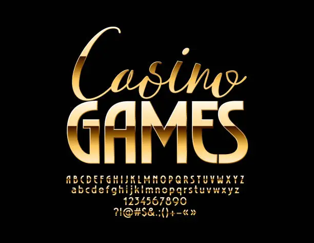 Vector illustration of Vector Luxury Emblem Casino Games with Golden Alphabet