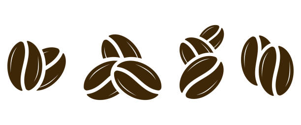 ilustraciones, imágenes clip art, dibujos animados e iconos de stock de icono de café. conjunto de granos de café. vector de - coffee beans