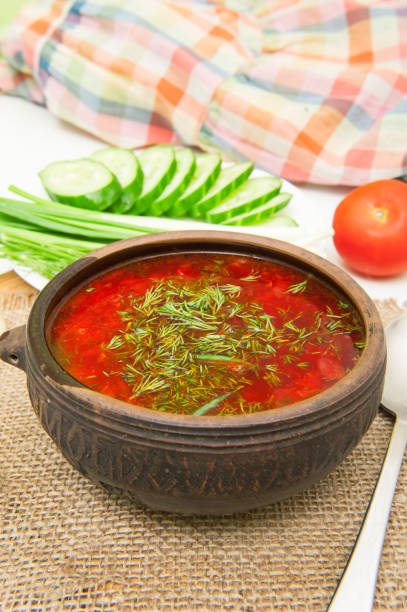 istock Ukrainian red borsch with greens 1018401296