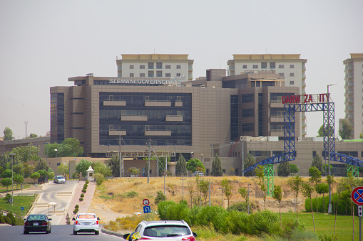 Slemani Governorate building in the city of Sulaymaniyah, Iraqi-Kurdistan July 2018.