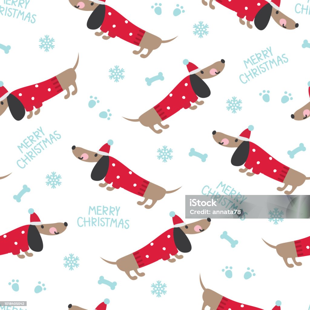 Winter seamless pattern with cute dogs Winter seamless pattern with cute dogs, bones and snowflakes. Vector illustration Cartoon stock vector