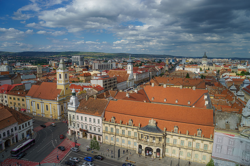 View of Cluj Napoca city Center from the roof in summer.