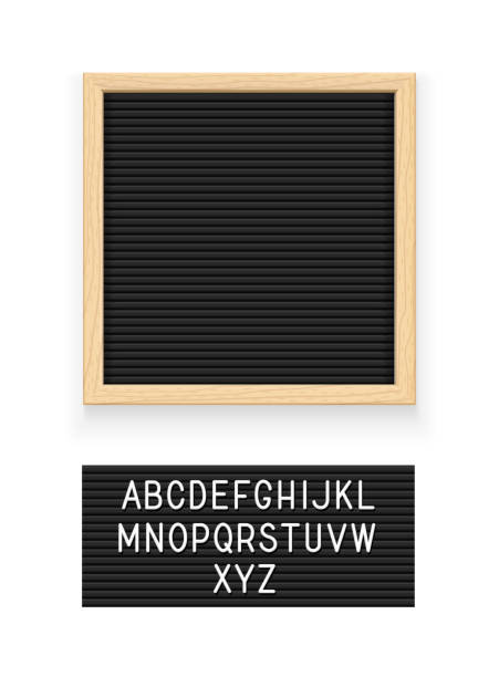 Black letter board Black letter board. Letterboard for note. Plate for message. Office stationery. Isolated white background. EPS10 vector illustration. finger frame stock illustrations