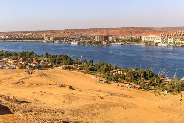 River Nile in Egypt. Life on the River Nile A scene for the Nile in Aswan. Colorful landscape of Nile in Aswan. nile delta photos stock pictures, royalty-free photos & images