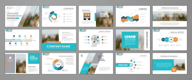 Abstract business brochure set Modern presentation slide templates. Infographic elements template  set for web, print, annual report brochure, business flyer leaflet marketing and advertising template. Vector Illustration annual event photos stock illustrations