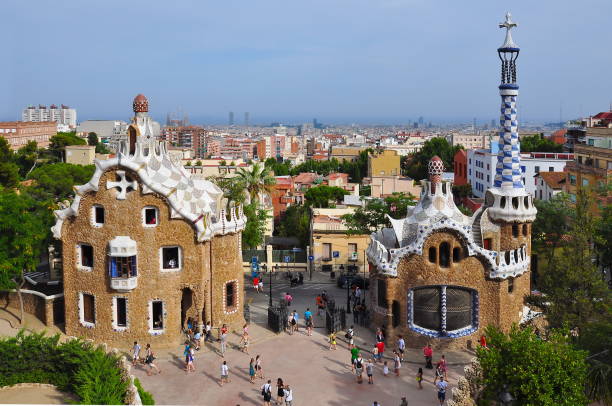 istock Pavilions in park Guell, Barcelona, Spain 1018417376