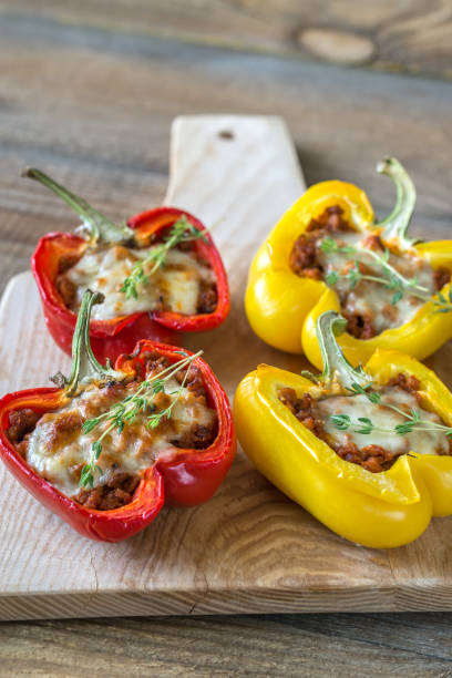 istock Stuffed peppers with meat and mozzarella 1018425044