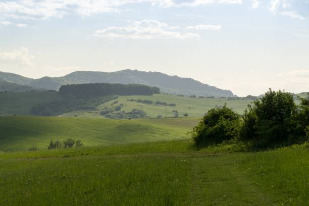 istock Sunrise and sunset over the hills and town. 1018439762