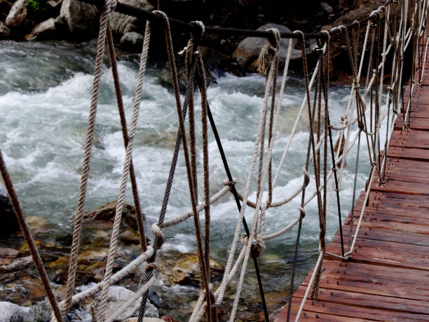 istock Wooden bridge connected with rope 1018445564