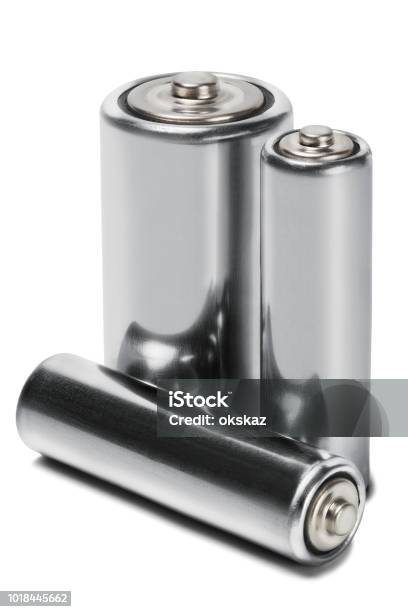 Three Batteries Aaa Aa And Pp3 On White Isolated Background Concept Of Renewable Energy And Sources Of Electrical Power Pattern For Designer Of Environmental Power Sources Electrical Power Sources Stock Photo - Download Image Now