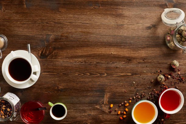 istock Various sorts of tea and coffee with copyspace 1018458218