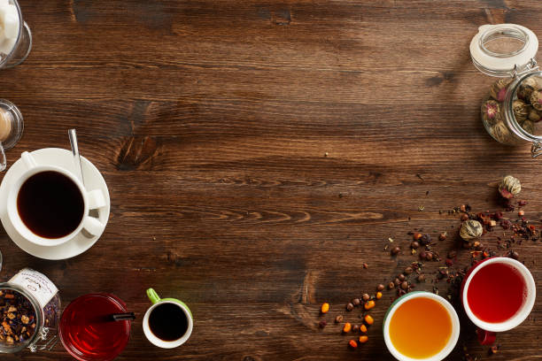 istock Various sorts of tea and coffee with copyspace 1018458220