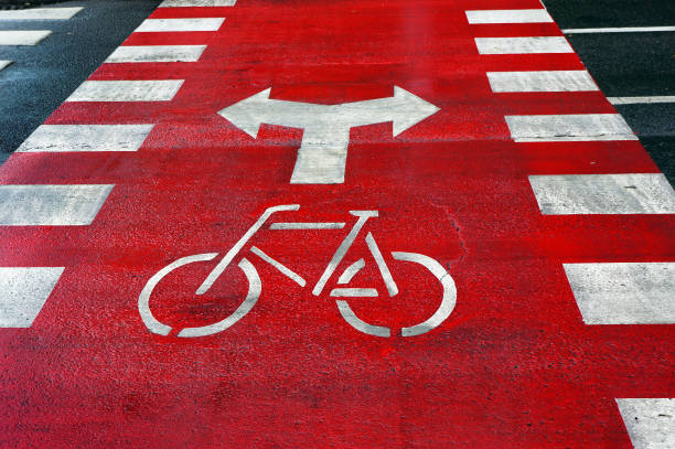 Bicycle lane sign on street road.