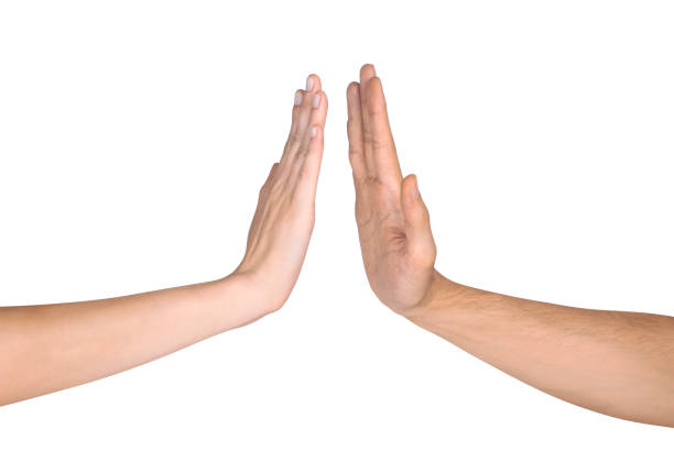 две руки жесты - high five стоковые фото и изображения