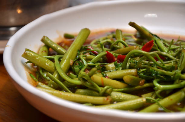 istock Stir fried water mimosa with chillis 1018485526