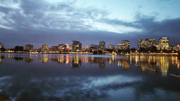 istock Lake Mirror Sky and City Lights 1018505946