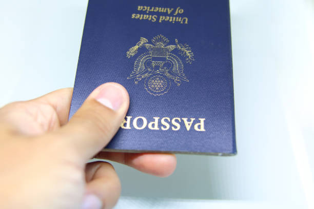 istock Image of a persons hand holding a passport 1018508940