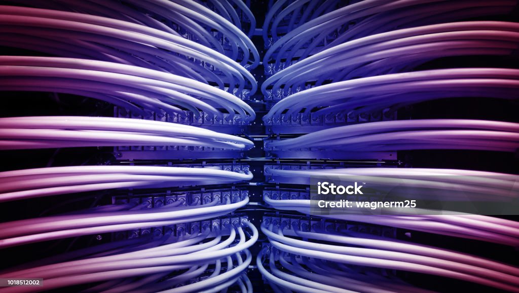 Color cabling Very organized cabling system Cable Stock Photo