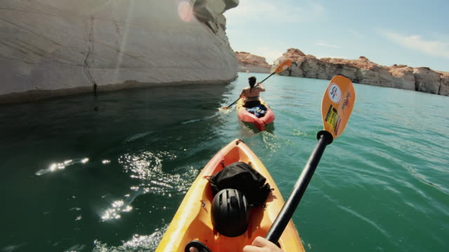POV kayaking in canyons of Powell lake recreational area