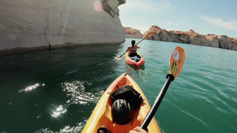 POV kayaking in canyons of Powell lake recreational area