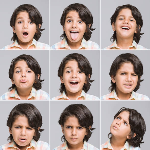 istock Little boy making various facial expressions 1018518878