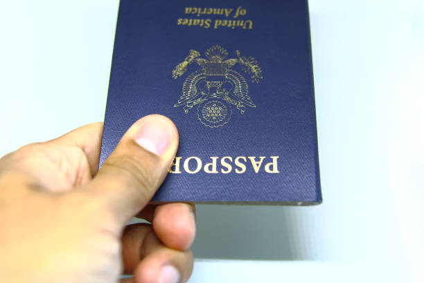 istock Image of a persons hand holding a passport 1018519090
