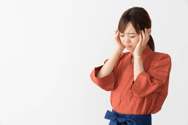 istock portrait of japanese style waitress on white background 1018540954