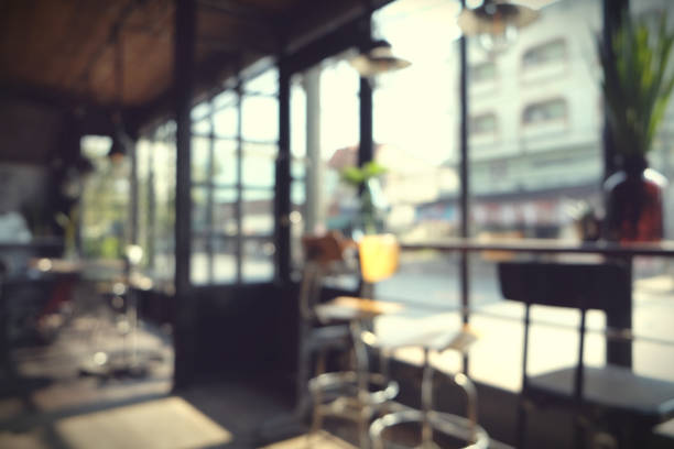 istock Blur coffee shop - cafe blurred with bokeh background, vintage style 1018545848