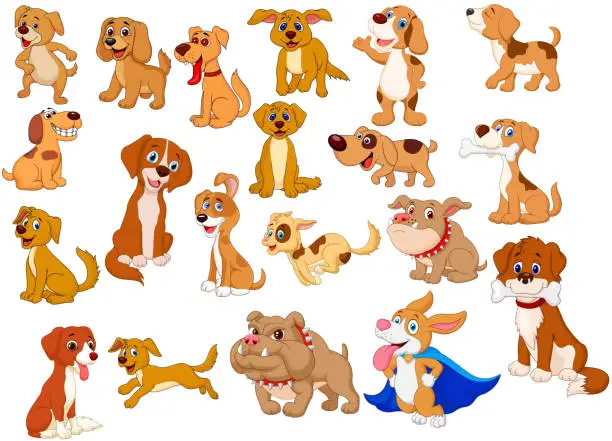 Vector illustration of Cartoon dogs collection