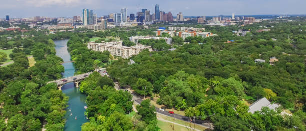 istock Panorama aerial Austin downtown from Barton Creek Greenbelt 1018558096