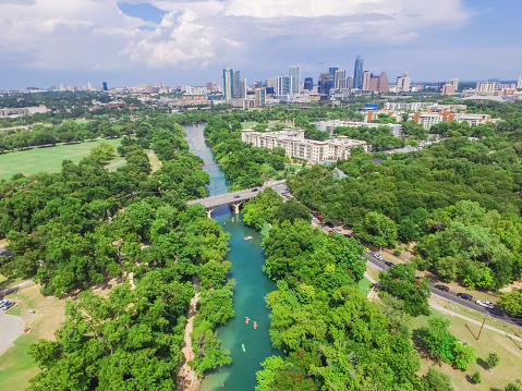 Aerial photo Downtown Austin Texas near capitol building