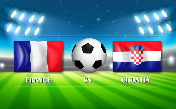 ilustrações de stock, clip art, desenhos animados e ícones de france vs croatia football match - soccer stadium fotografia de stock