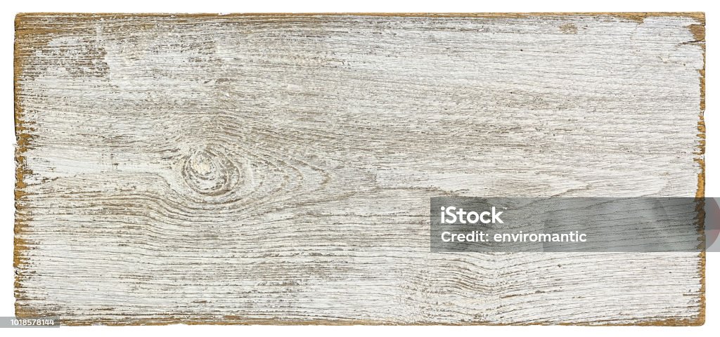 Vecchio sfondo del pannello in legno strutturato bianco intemperie, isolato su bianco con percorso di ritaglio. - Foto stock royalty-free di Legno