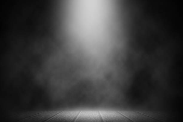 istock Wooden smoke spotlight stage entertainment background. 1018591544