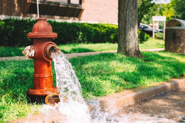 Open hydrant spewing water