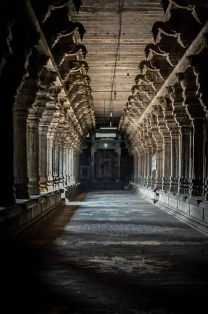 Beautiful structures of Kanchipuram Temple located in TamilNadu, India