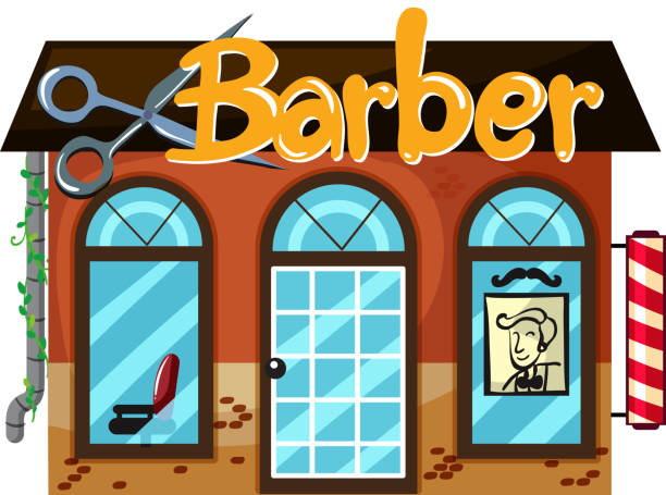 eksterior toko tukang cukur - barbershop australia ilustrasi stok