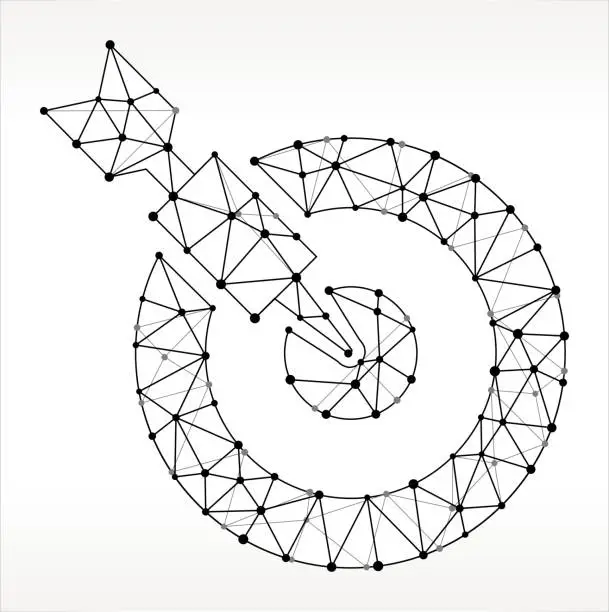 Vector illustration of Dart Target  Triangle Node Black and White Pattern